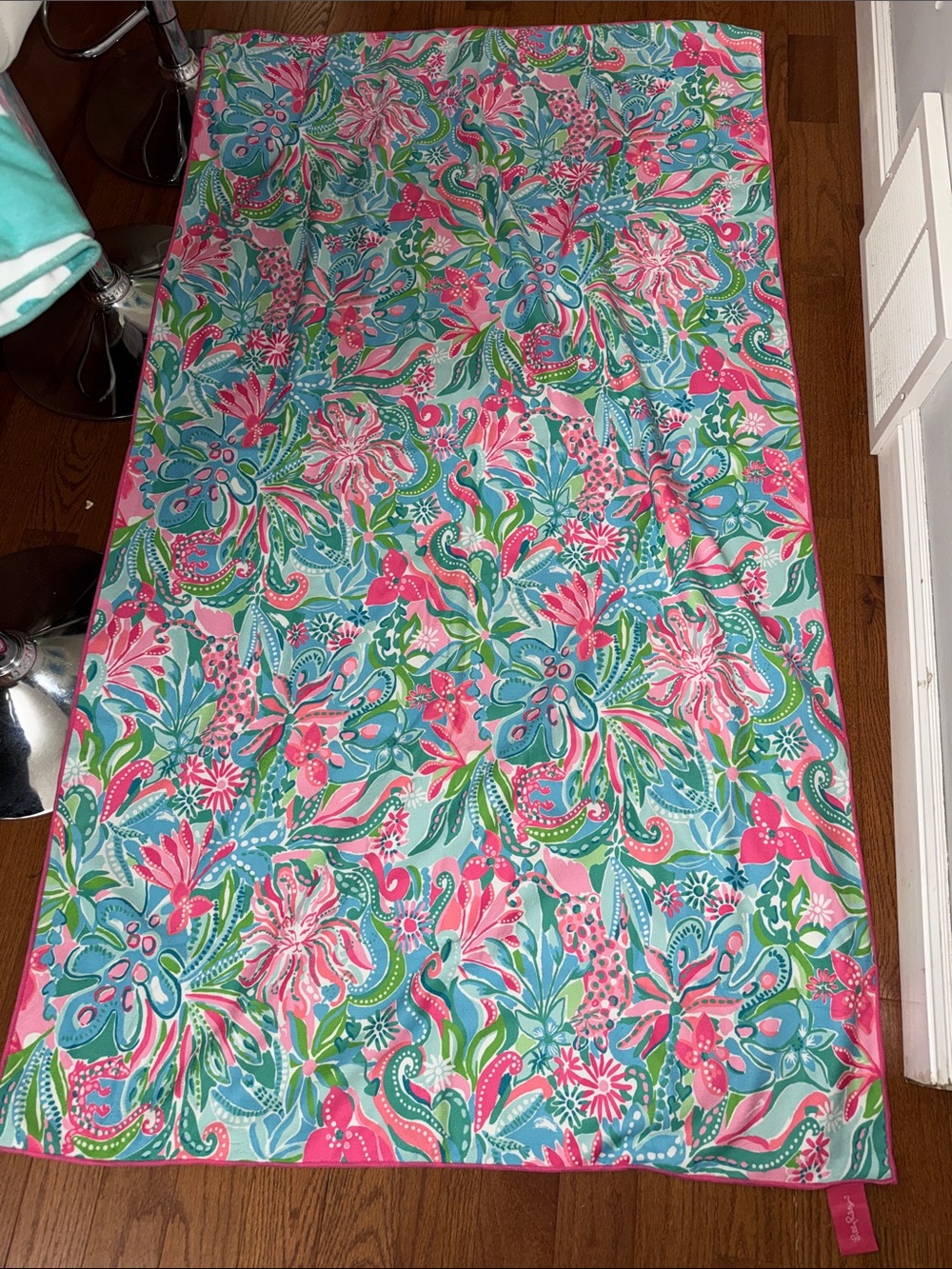 Lilly Pulitzer Pink, Teal & Green Tropical Floral Throw